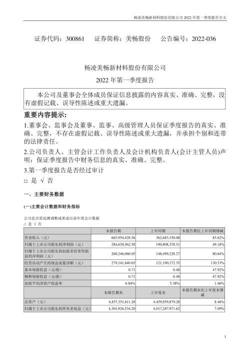 美畅股份：2022年一季度报告.PDF