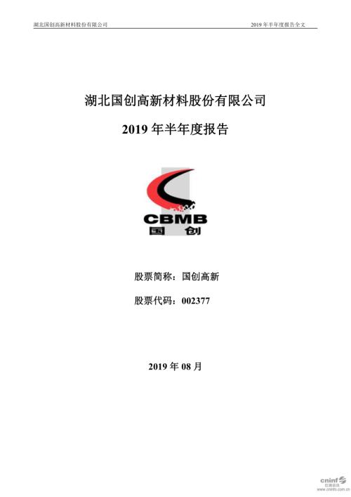 国创高新：2019年半年度报告.PDF