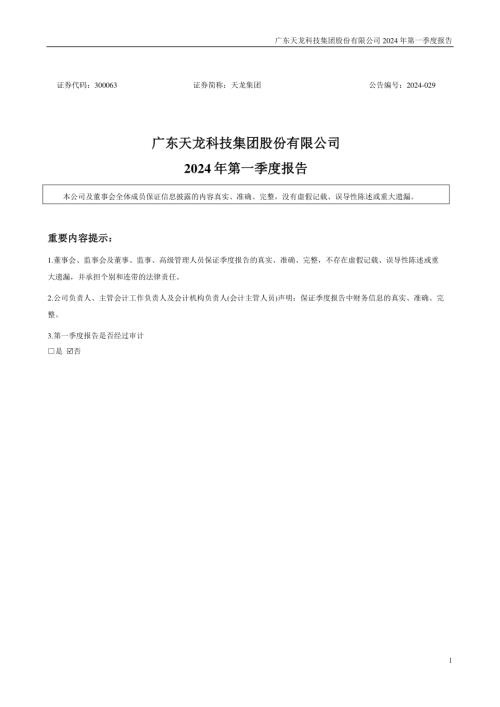天龙集团：2024年一季度报告.PDF