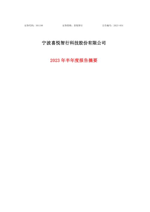 喜悦智行：2023年半年度报告摘要.PDF