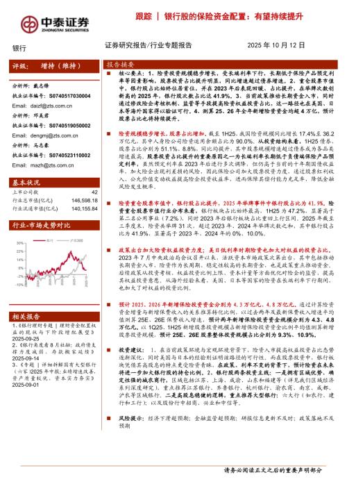 银行业：跟踪银行股的保险资金配置有望持续提升-251012（16页）.pdf