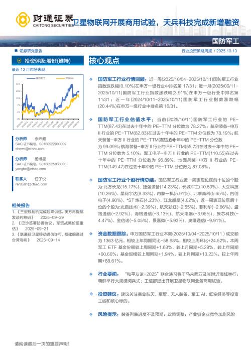 近一年国防军工行业个股表现前/后十名_第3页
