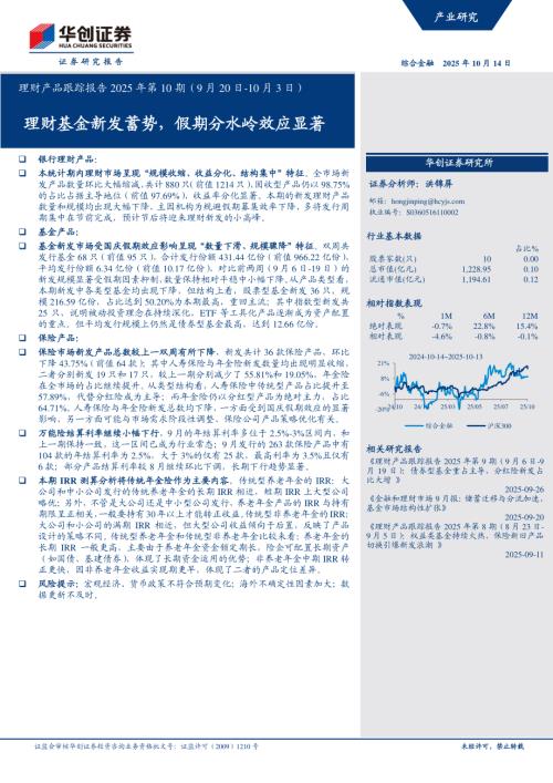 综合金融行业理财产品跟踪报告2025年第10期（9月20日~10月3日）：理财基金新发蓄势假期分水岭效应显著-251014（16页）.pdf