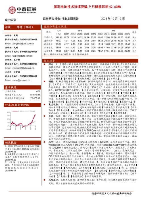 电力设备行业：固态电池技术持续突破9月储能采招42.6GWh-251012（15页）.pdf