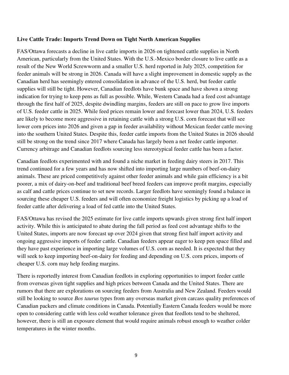 美国农业部（USDA）：2025加拿大畜禽及产品年度报告（英文版）（32页）.pdf_第9页