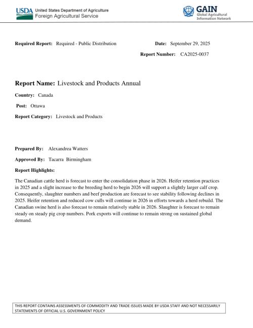 美国农业部（USDA）：2025加拿大畜禽及产品年度报告（英文版）（32页）.pdf