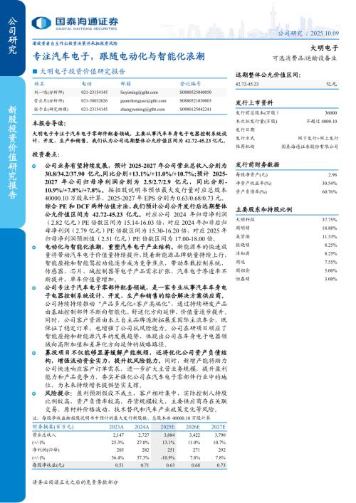 大明电子（603376）-A股公司投资价值研究报告：专注汽车电子跟随电动化与智能化浪潮-251009（79页）.pdf