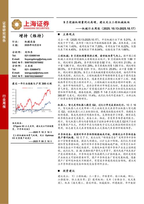 【上海证券】机械设备行业周报：9月挖掘机销量同比高增，建议关注工程机械板块-251022（16页）.pdf