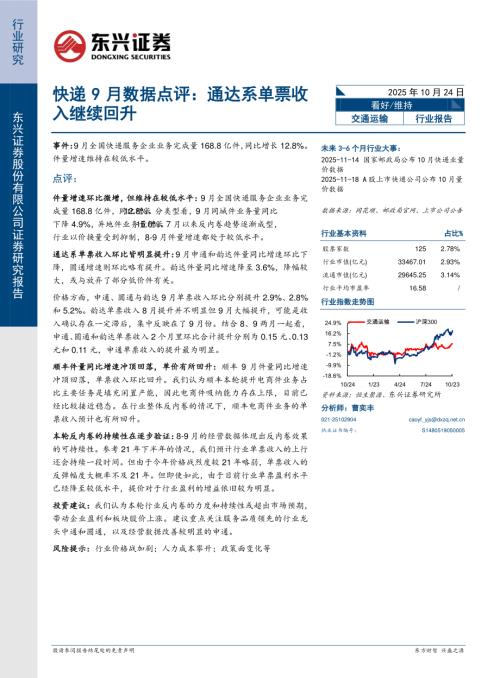 【东兴证券】快递9月数据点评：通达系单票收入继续回升-251024（9页）.pdf