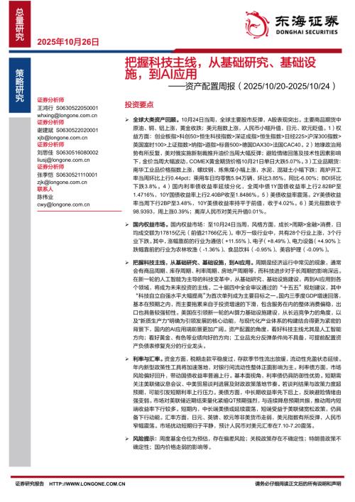 【东海证券】资产配置周报：把握科技主线，从基础研究、基础设施，到AI应用-251026（27页）.pdf
