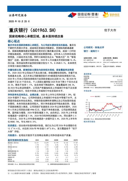【国信证券(香港)】重庆银行（601963）-国家战略核心承载区域，基本面持续改善-251025（16页）.pdf