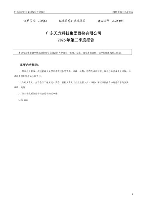 天龙集团：2025年三季度报告.PDF