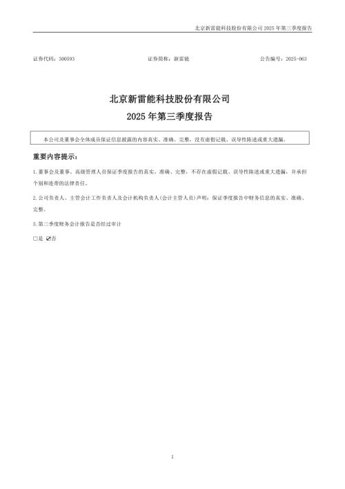 新雷能：2025年三季度报告.PDF