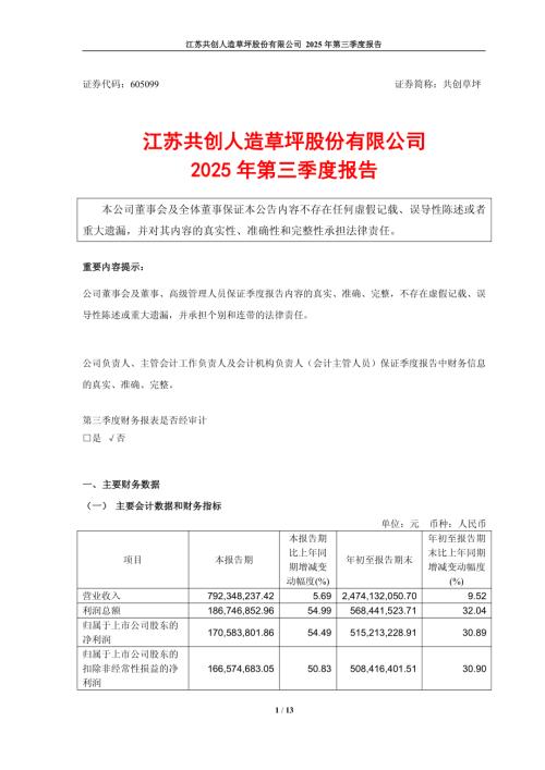 共创草坪：2025年第三季度报告.PDF