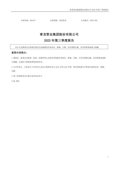 青龙管业：2025年三季度报告.PDF
