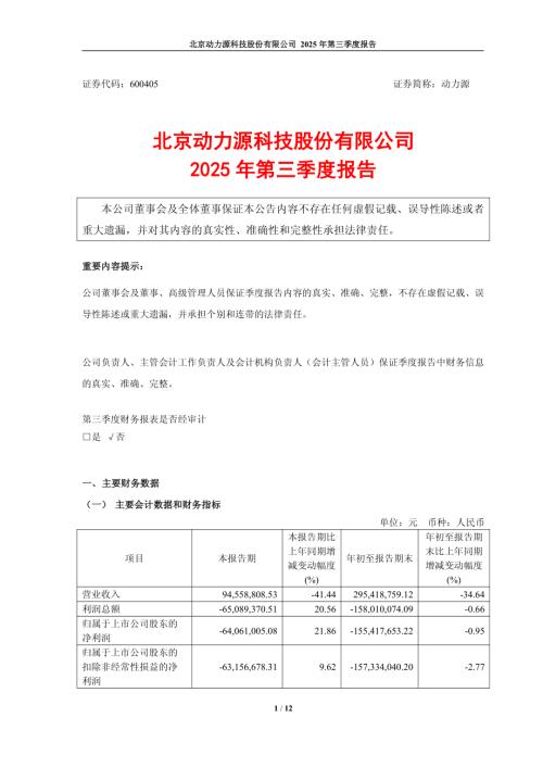 动力源：动力源2025年第三季度报告.PDF