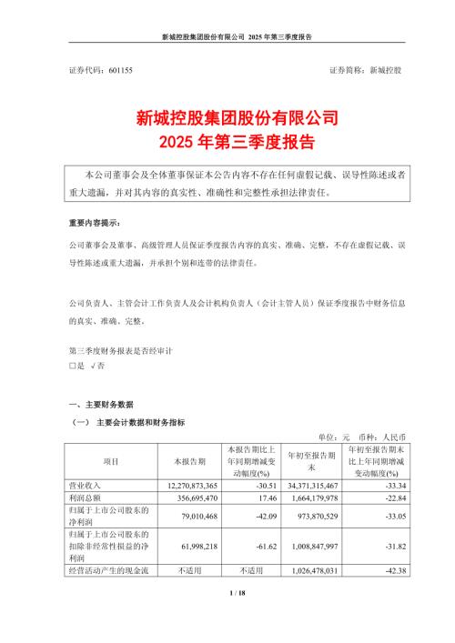 新城控股：新城控股2025年第三季度报告.PDF