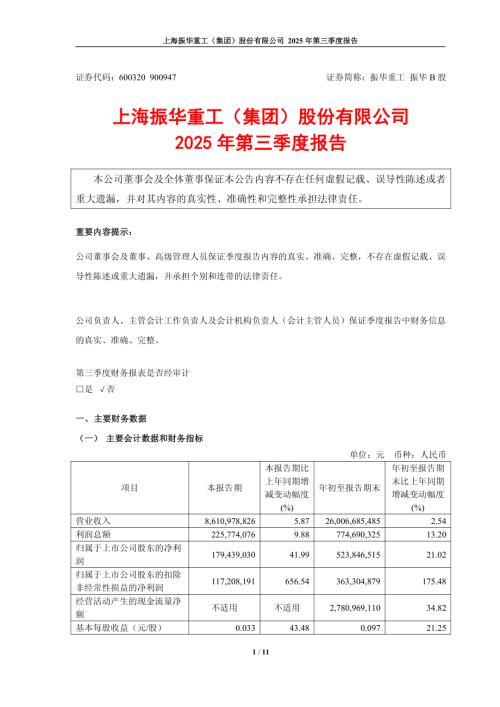 振华重工：振华重工2025年第三季度报告.PDF