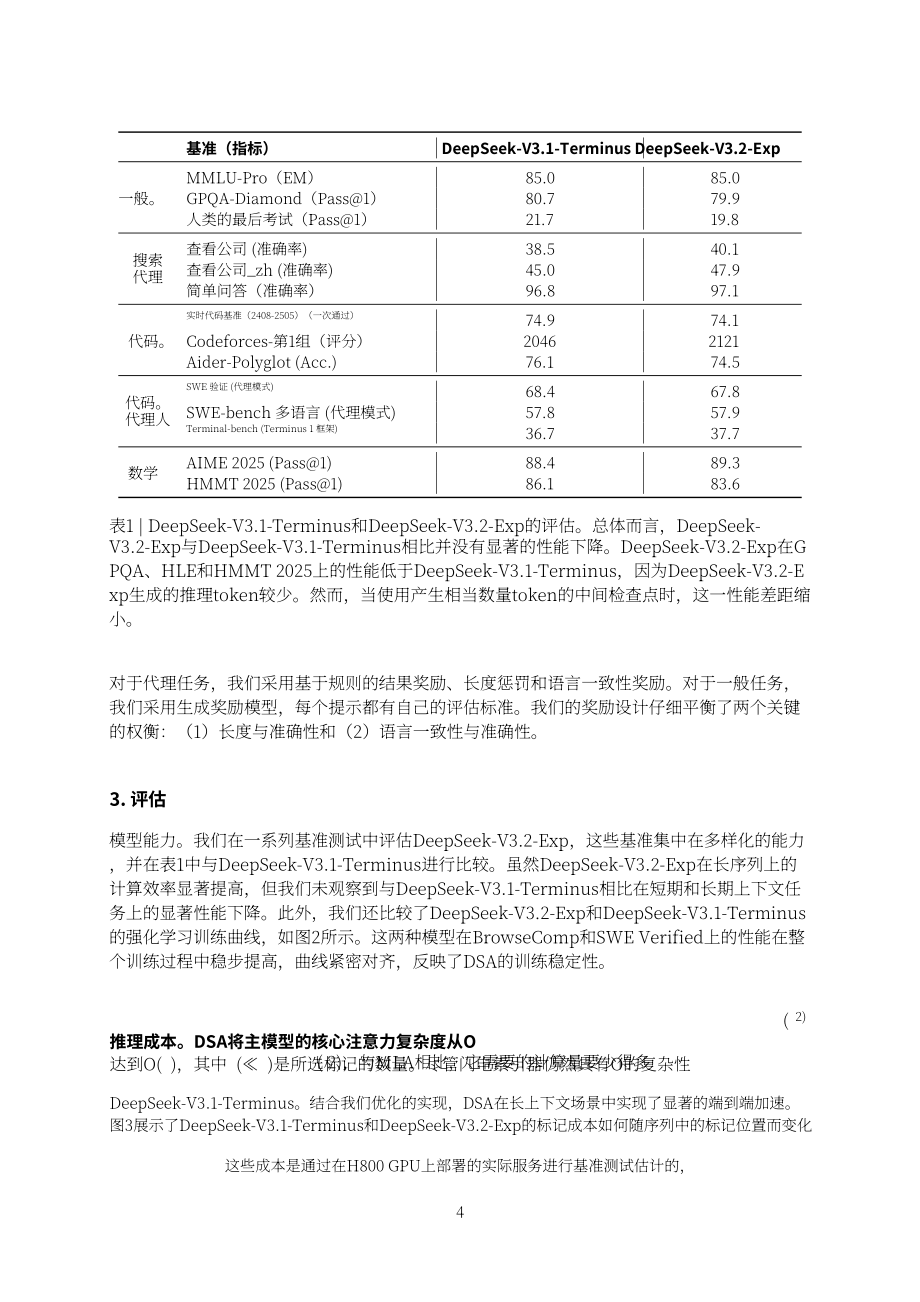 DeepSeek：2025 DeepSeek-V3.2-Exp技术报告（英文版）（6页）.pdf_第4页