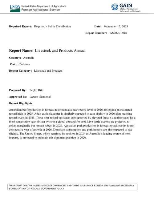 美国农业部（USDA）：2025澳大利亚畜禽及产品年度报告（英文版）（31页）.pdf
