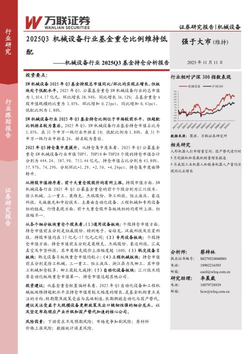 【万联证券】机械设备行业2025Q3基金持仓分析报告：2025Q3机械设备行业基金重仓比例维持低配-251111（9页）.pdf