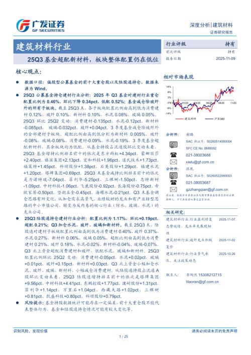 建筑材料行业：25Q3基金超配新材料板块整体配置仍在低位-251109（25页）.pdf