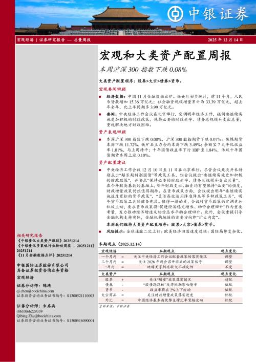 【中银证券】宏观和大类资产配置周报：本周沪深300指数下跌0.08%-251214（17页）.pdf
