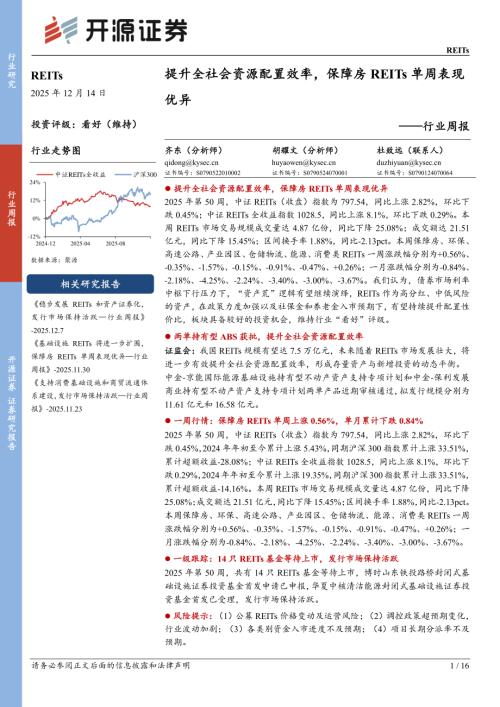 【开源证券】REITs行业周报：提升全社会资源配置效率，保障房REITs单周表现优异-251214（16页）.pdf