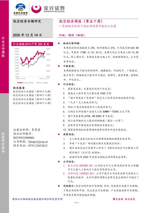 【金元证券】低空经济周报（第五十周）：多地低空经济下游应用场景开拓如火如荼-251214（14页）.pdf