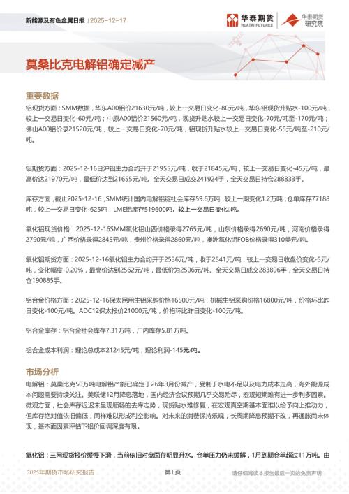 【华泰期货】新能源及有色金属日报：莫桑比克电解铝确定减产-251217（9页）.pdf