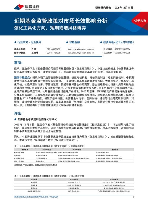 非银金融行业近期基金监管政策对市场长效影响分析：强化工具化方向短期或增风格博弈-251217（6页）.pdf