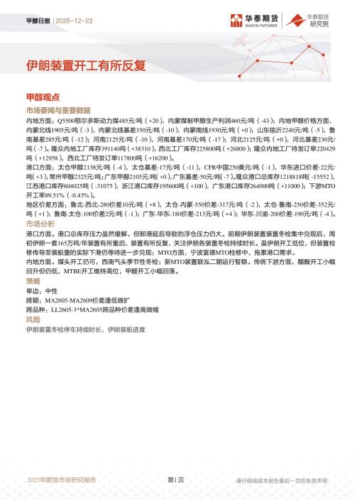 【华泰期货】甲醇日报：伊朗装置开工有所反复-251223（11页）.pdf