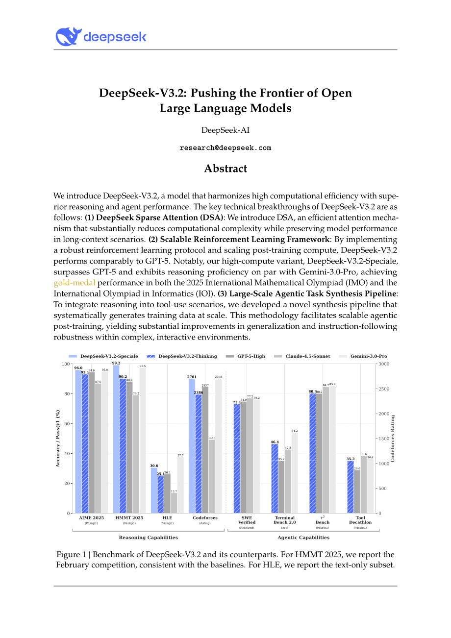 DeepSeek：2025 DeepSeek-V3.2技术报告（英文版）（23页）.pdf_第1页