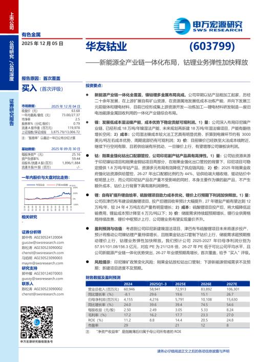 华友钴业（603799）-A股公司研究报告：新能源全产业链一体化布局钴锂业务弹性加快释放-251205（34页）.pdf