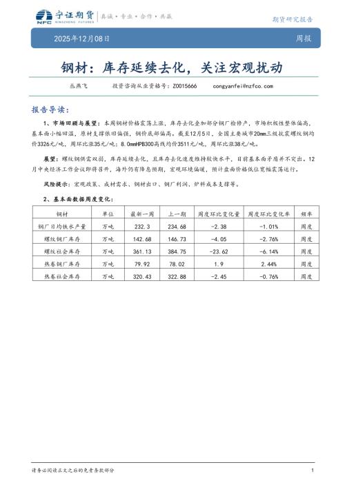 【宁证期货】钢材：库存延续去化，关注宏观扰动-251208（5页）.pdf