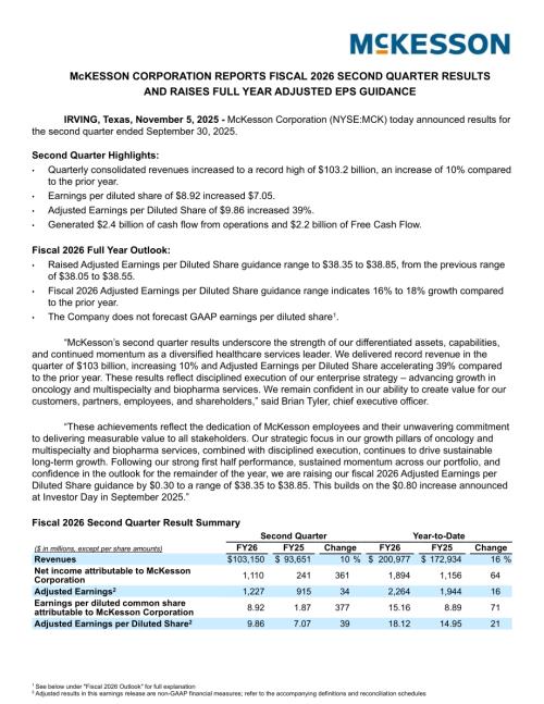 麦克森Mckesson（MCK）2026财年第二季度业绩报告「NYSE」（英文版）（17页）.pdf