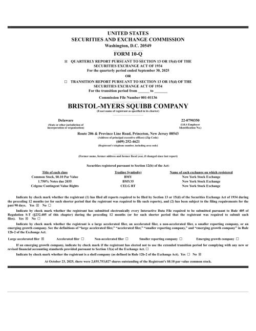 百时美施贵宝Bristol Myers Squibb（BMY）2025年第三季度财报（10-Q）「NYSE」（英文版）（60页）.pdf