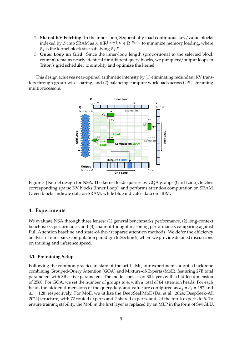 Deepseek：2025原生稀疏注意力：硬件对齐且可原生训练的稀疏注意力机制技术报告（英文版）（24页）.pdf_第9页