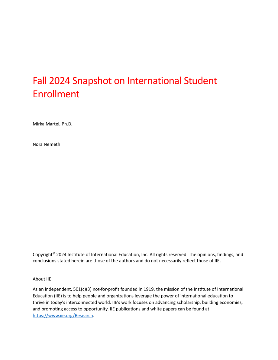 美国国际教育协会（IIE）：2024年秋季美国国际学生入学概述报告（英文版）（18页）.pdf_第2页