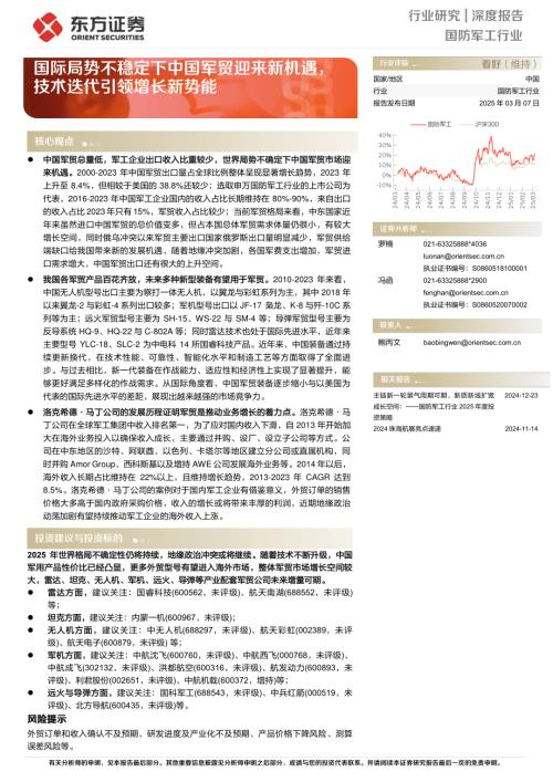 国防军工行业：国际局势不稳定下中国军贸迎来新机遇技术迭代引领增长新势能-250307（42页）.pdf