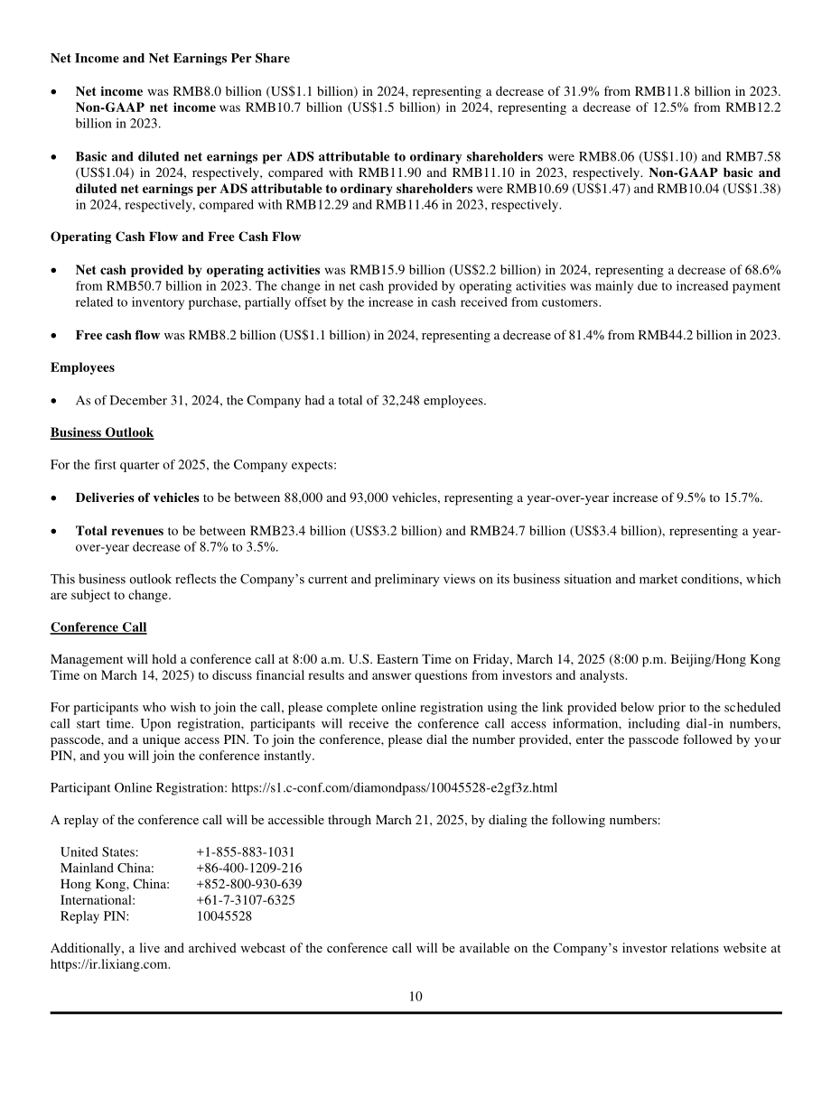 理想汽车Li Auto Inc.（LI）2024年第四季度及全年财报「NASDAQ」（英文版）（16页）.pdf_第10页