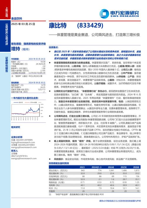 康比特-公司研究报告-体重管理是黄金赛道公司乘风进击打造第三增长极-250325（22页）.pdf
