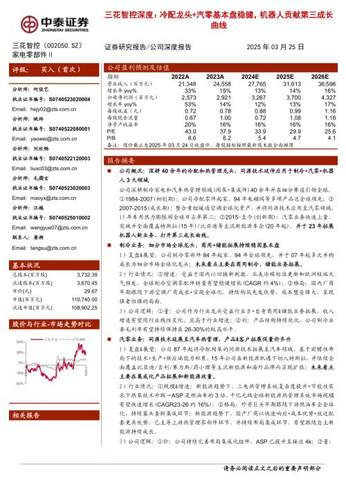 三花智控-公司深度报告：冷配龙头+汽零基本盘稳健机器人贡献第三成长曲线-250325（37页）.pdf