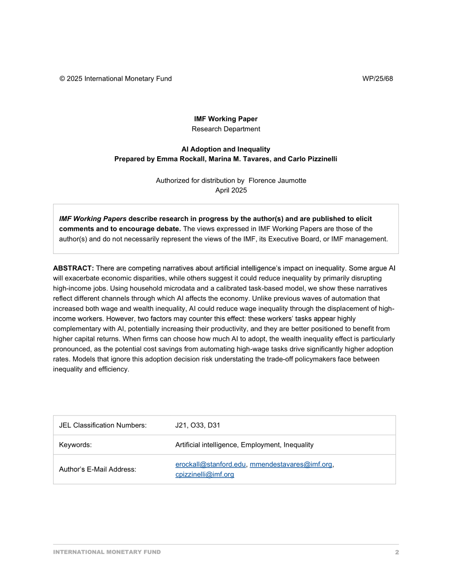 国际货币基金组织（IMF）：2025人工智能应用与不平等研究报告（英文版）（64页）.pdf_第2页