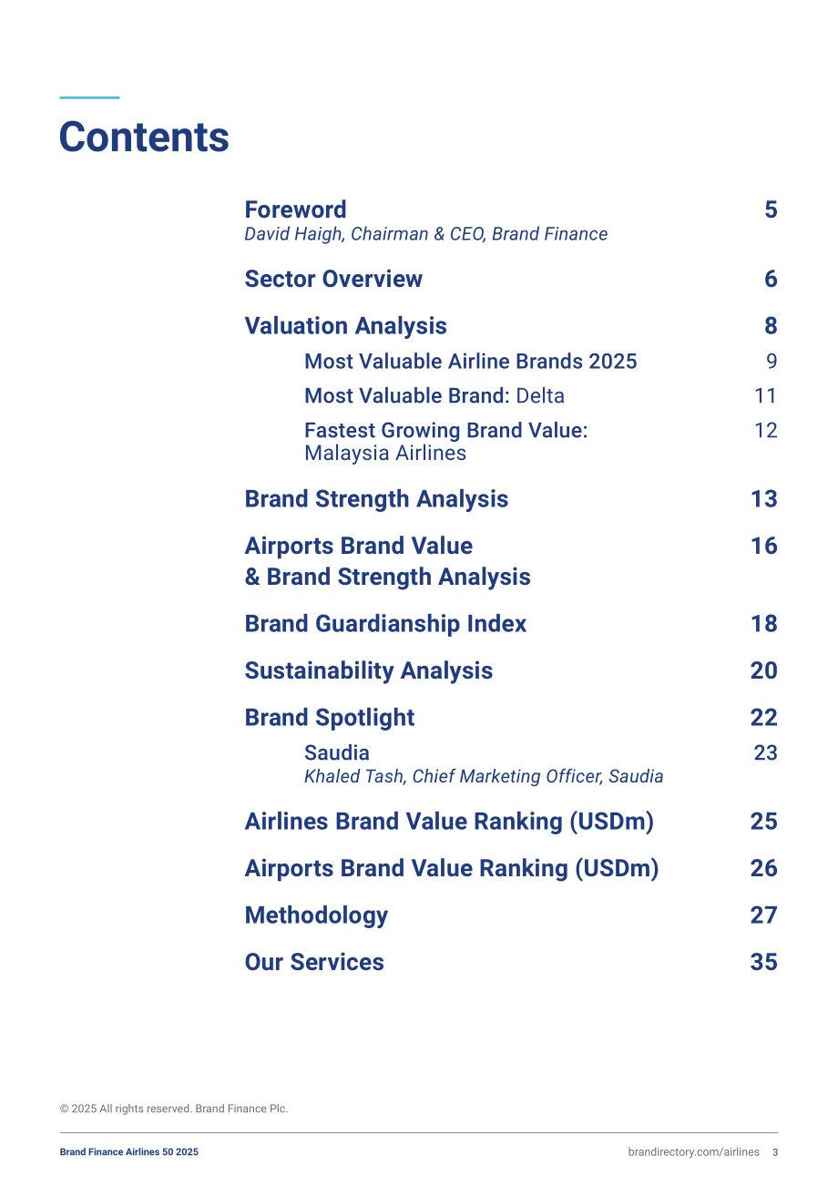品牌金融（Brand Finance）：2025年全球航空公司品牌价值50强报告（英文版）（37页）.pdf_第3页