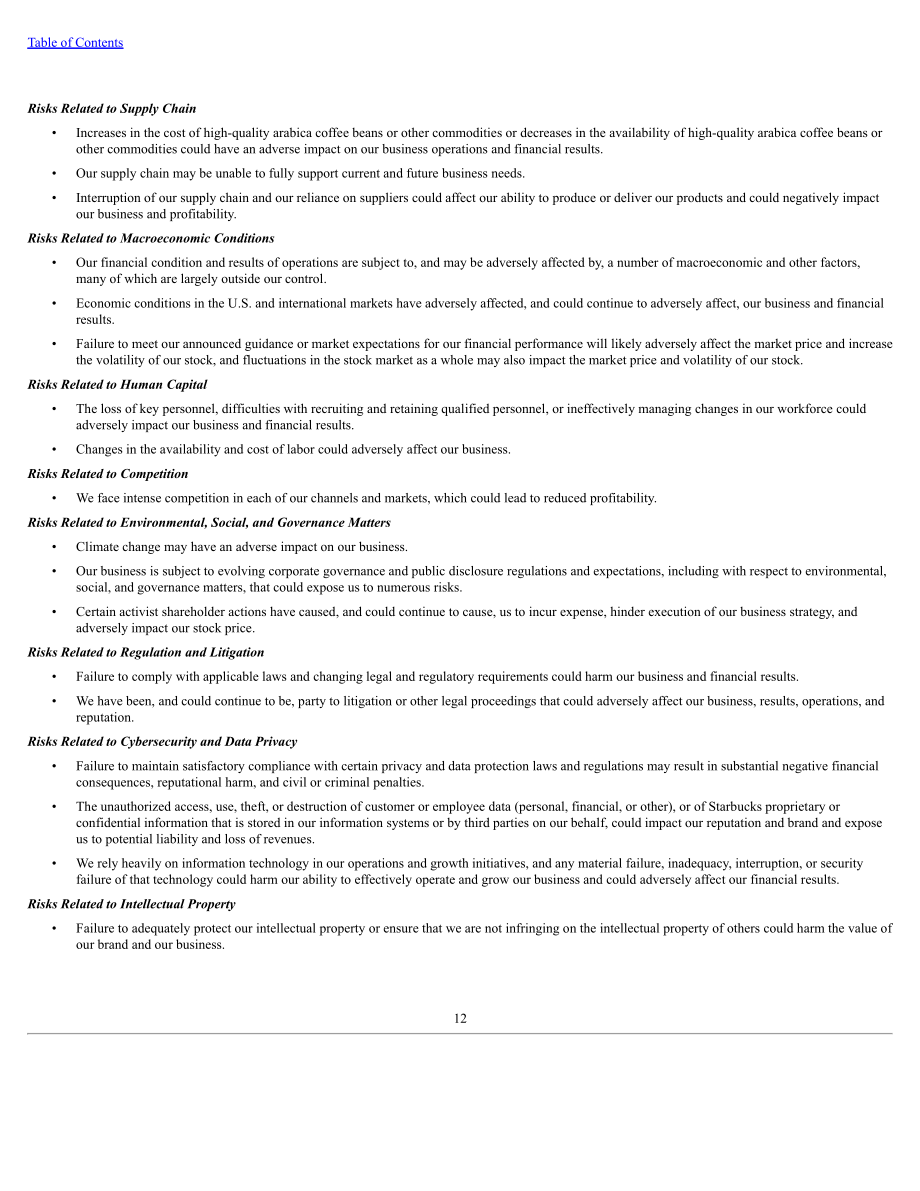 星巴克Starbucks Corp. （SBUX） 2024财年10-K年度报告「NASDAQ」（英文版）（148页）.pdf_第15页