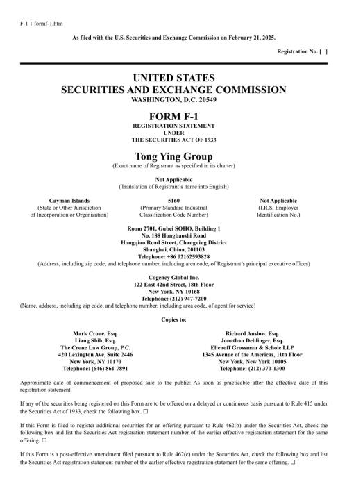 【上海大宗商品交易商】通盈集团 Tong Ying Group（TYZ）美股招股说明书 F-1（2025-02-21版）（英文版）（280页）.pdf