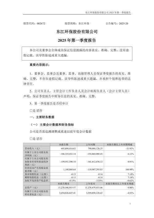 东江环保：2025年一季度报告.PDF