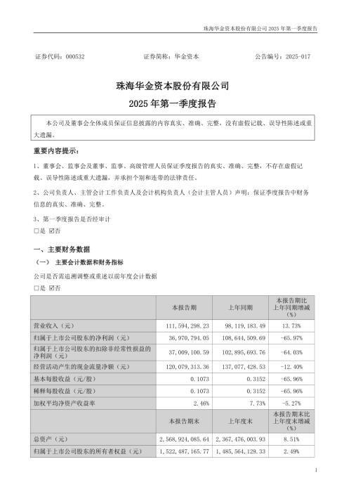 华金资本：2025年第一季度报告.PDF