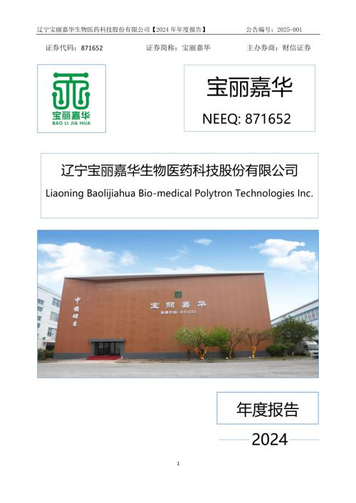 定期报告-宝丽嘉华：2024年年度报告.PDF